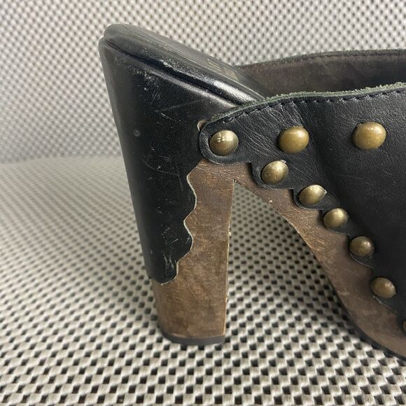 Stuart Weitzman Mules Womens 5.5 Black Leather Platform Heeled Made In Spain - Picture 10 of 15